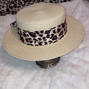NWT 🆕 JUST IN TIME FOR SUMMER ADORABLE HAT WITH LEOPARD BOW DISCOUNT SHIPPING